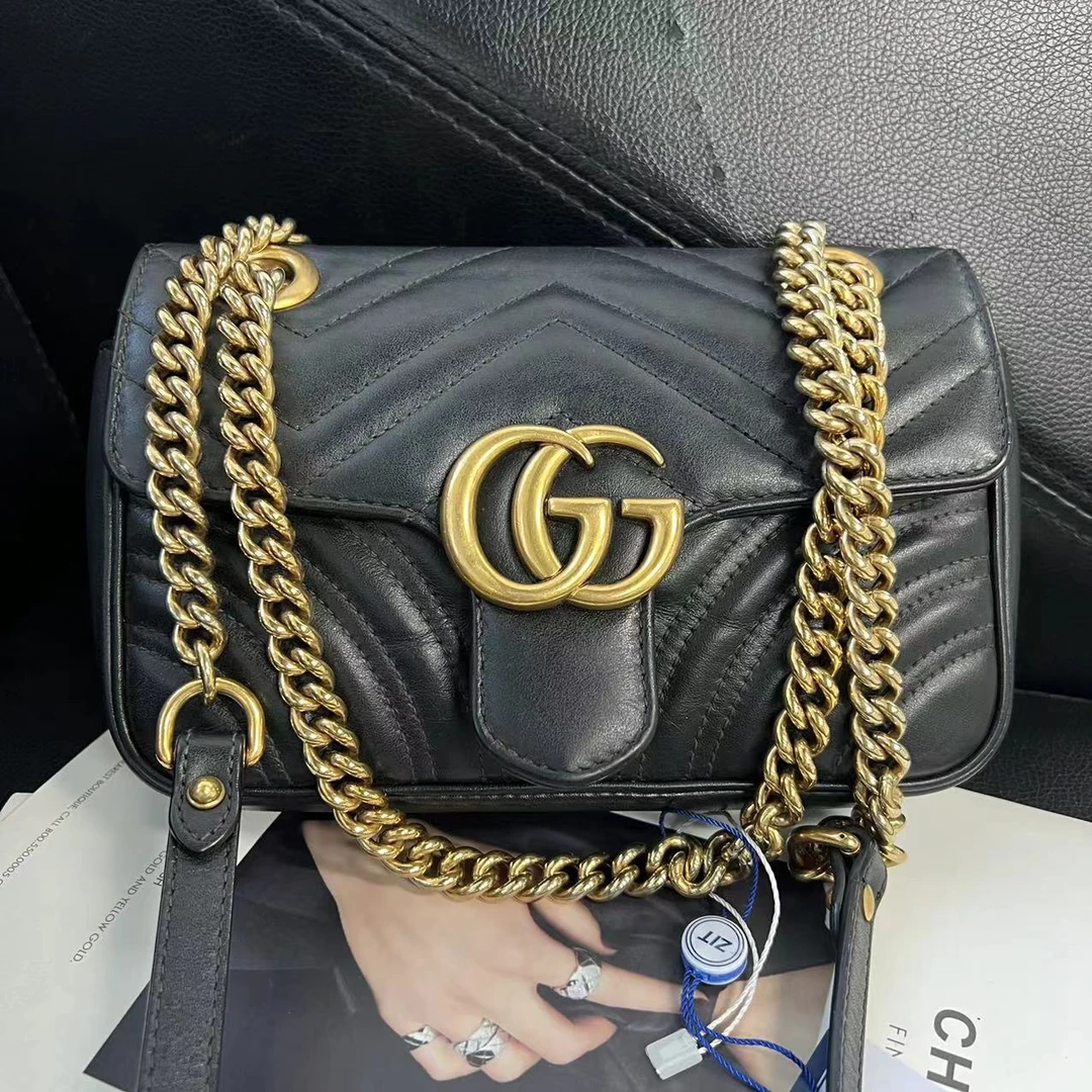 95新 GUCCI/古驰 捐金沉珠/黑金22马蒙