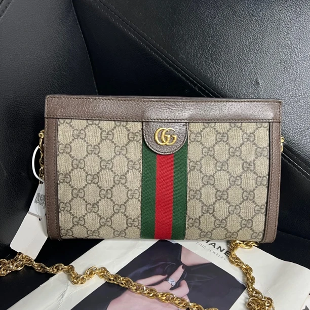 95新 GUCCI/古驰 捐金沉珠/Ophidia夹子包