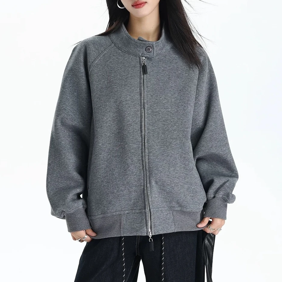 【吴姐定制】6006秋冬新款立领加绒长袖卫衣