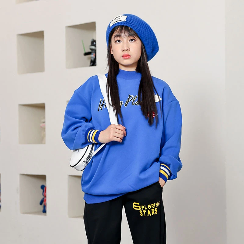 522227139女童中大童秋冬加绒中领T卫衣（YIHAO)