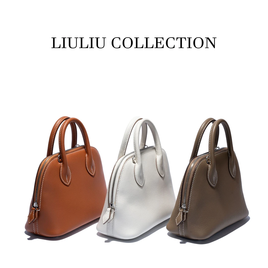 进口牛皮~纯手工蜡线保龄球迷你皮提斜挎贝壳包