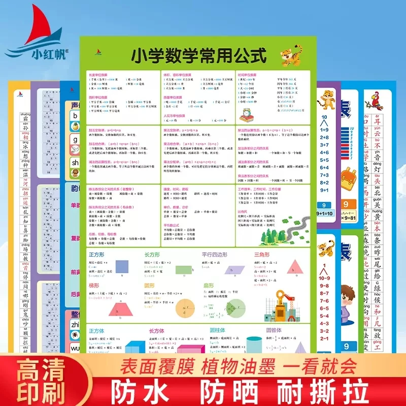 小红帆小学生知识点挂图儿童幼小衔接全国通用语文数学常用公式