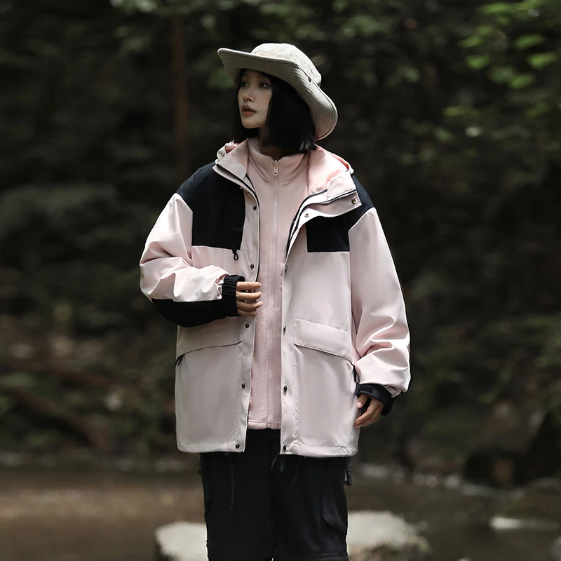 户外三合一冲锋外套男女同款保暖冬季防风防水抓绒登山服外套Z