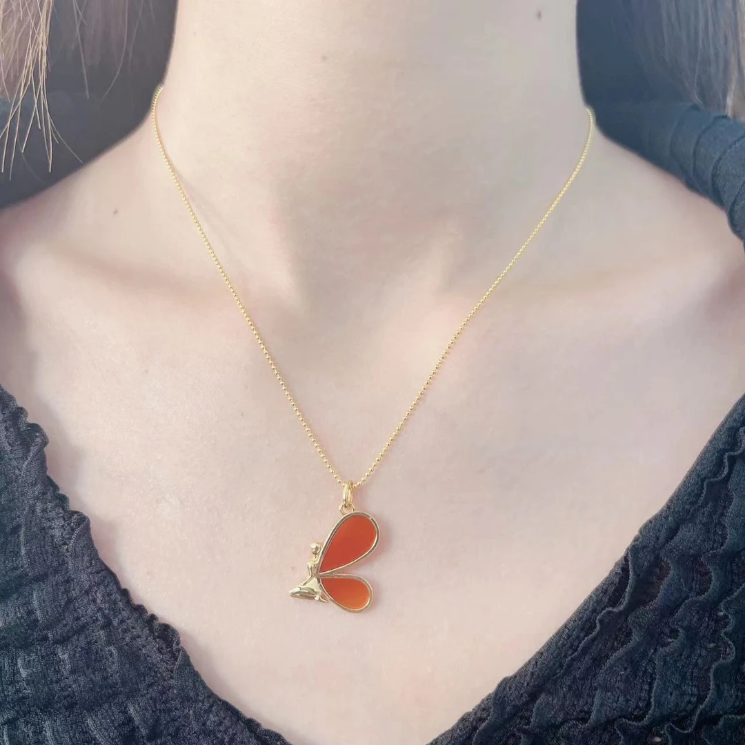 18K金轻奢气质百搭简约精灵蝴蝶吊坠（赠925银链）00239