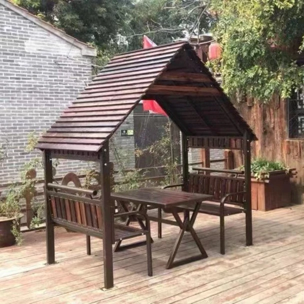 【辰元户外】碳化木极简风凉亭