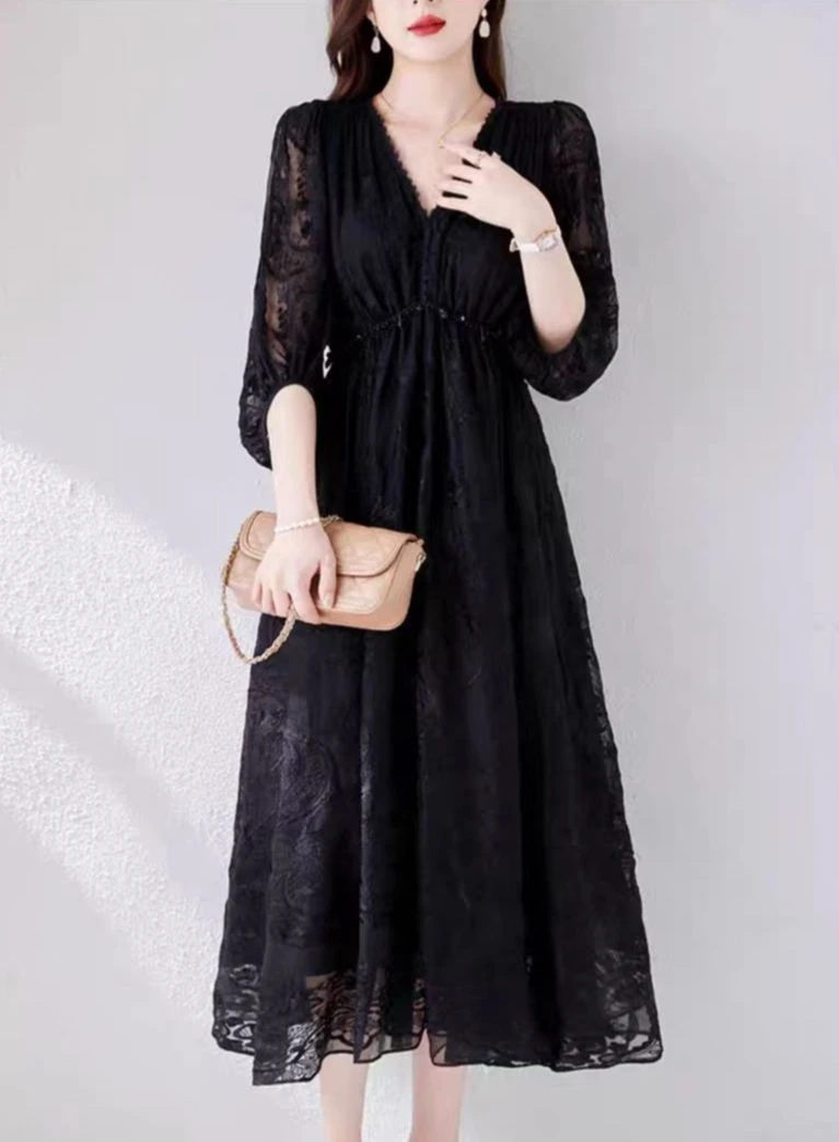 499-799桑蚕丝连衣裙香云纱显瘦气质夏季「vintage」「直播间专用」