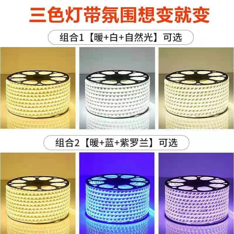 LED灯带220V客歺厅吊顶背景墙家用户外三色变光七彩光