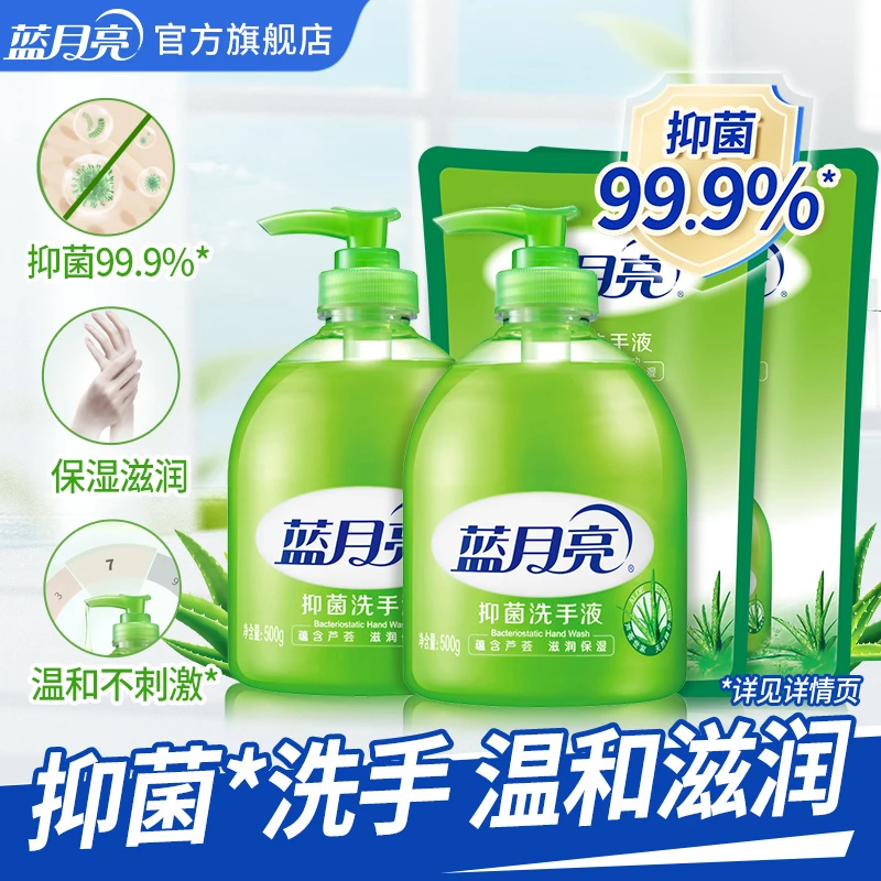 蓝月亮洗手液 芦荟抑菌温和滋润保湿润肤家用套装防疫健康家庭装