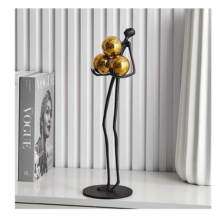 欧式轻奢抱球金属艺术摆件客厅酒柜电视柜玄关书房家居装饰工艺品