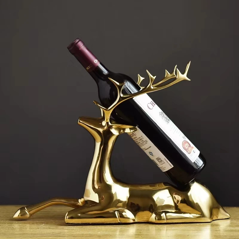 高端纯铜现代简约轻奢高档酒架摆件软装饰品创意时尚酒柜家居摆设