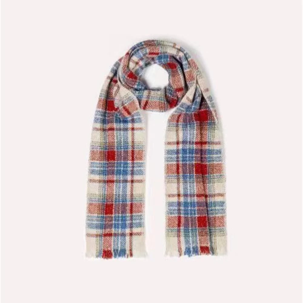 【日落前】现代摩登复古格纹羊绒围巾D220031