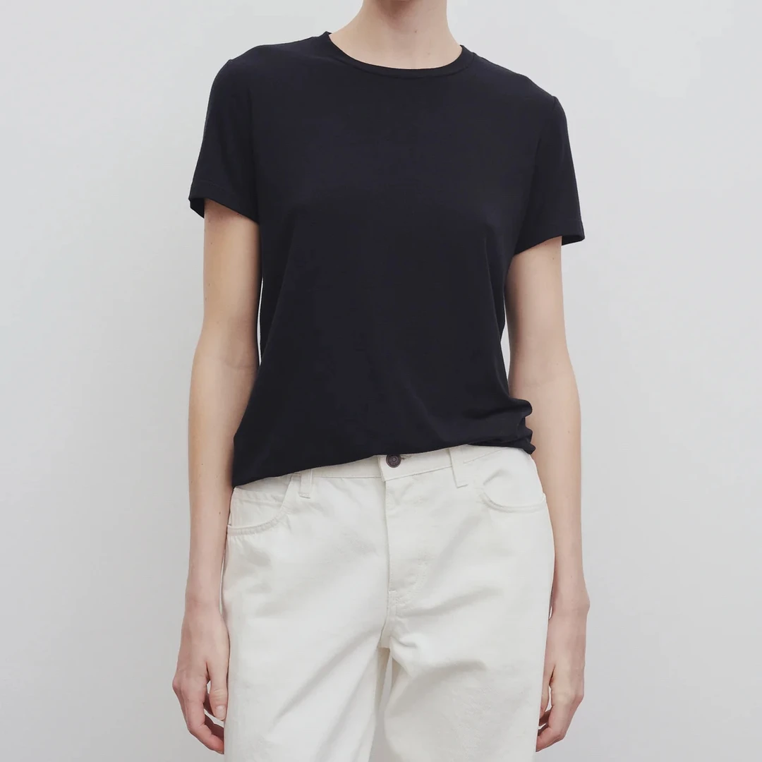 Row风 夏季百搭醋酸羊毛圆领针织短袖 WCDX-2402