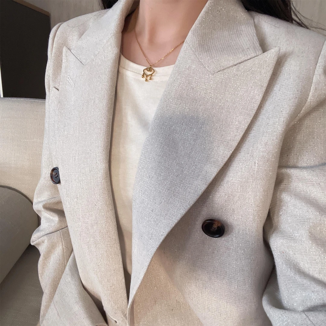 【BC细闪亚麻西装】女士老钱风西装外套 FAF8485