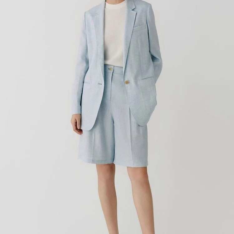 【亚麻系列-小禾】亚麻平纹-粒扣西装休闲百搭夏季西服 N0562