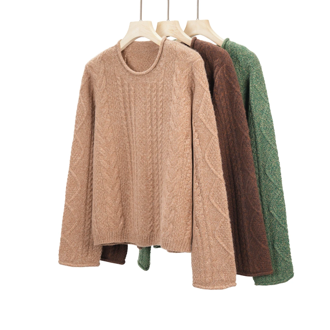 【秀特L高端系列】100山羊绒 定制加厚圆领百搭长袖针织衫 YXW23427