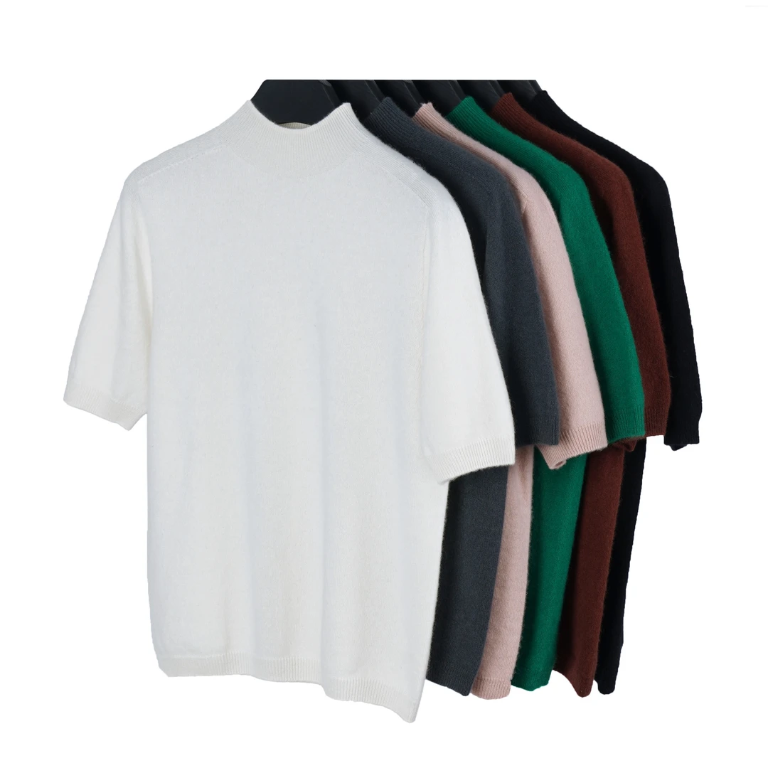 【既简极奢系列】女士100山羊绒百搭五分袖半高领套头衫 YXW23307