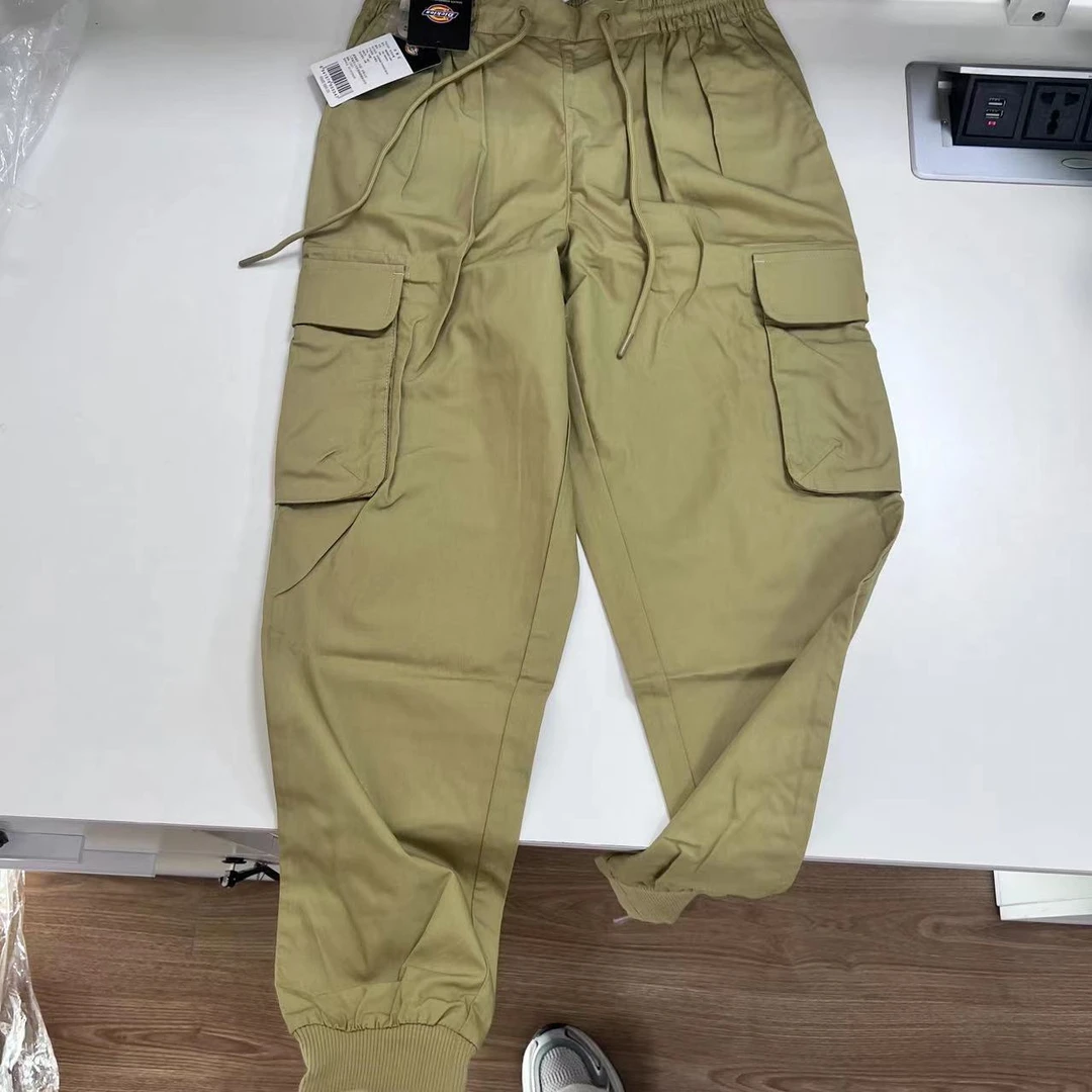 DK008831 府绸面料脚口罗纹休闲多袋慢跑裤