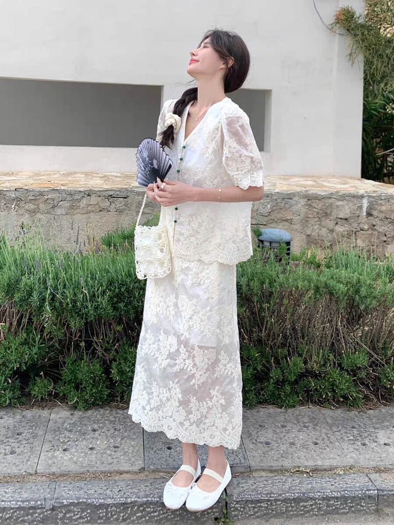 Meet yourself多价格链接蕾丝套装女夏新款名媛两件套今年流行