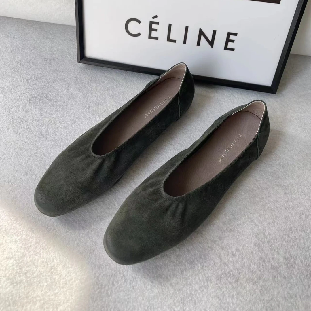 时尚舒适百搭低跟软底纯色平底跟鞋女士休闲女士薄款单鞋女鞋