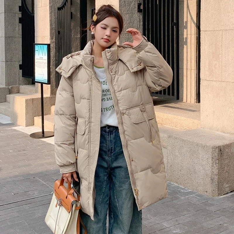 韩版中长款棉服女2024冬季新款宽松加厚保暖时尚中长款棉袄外套