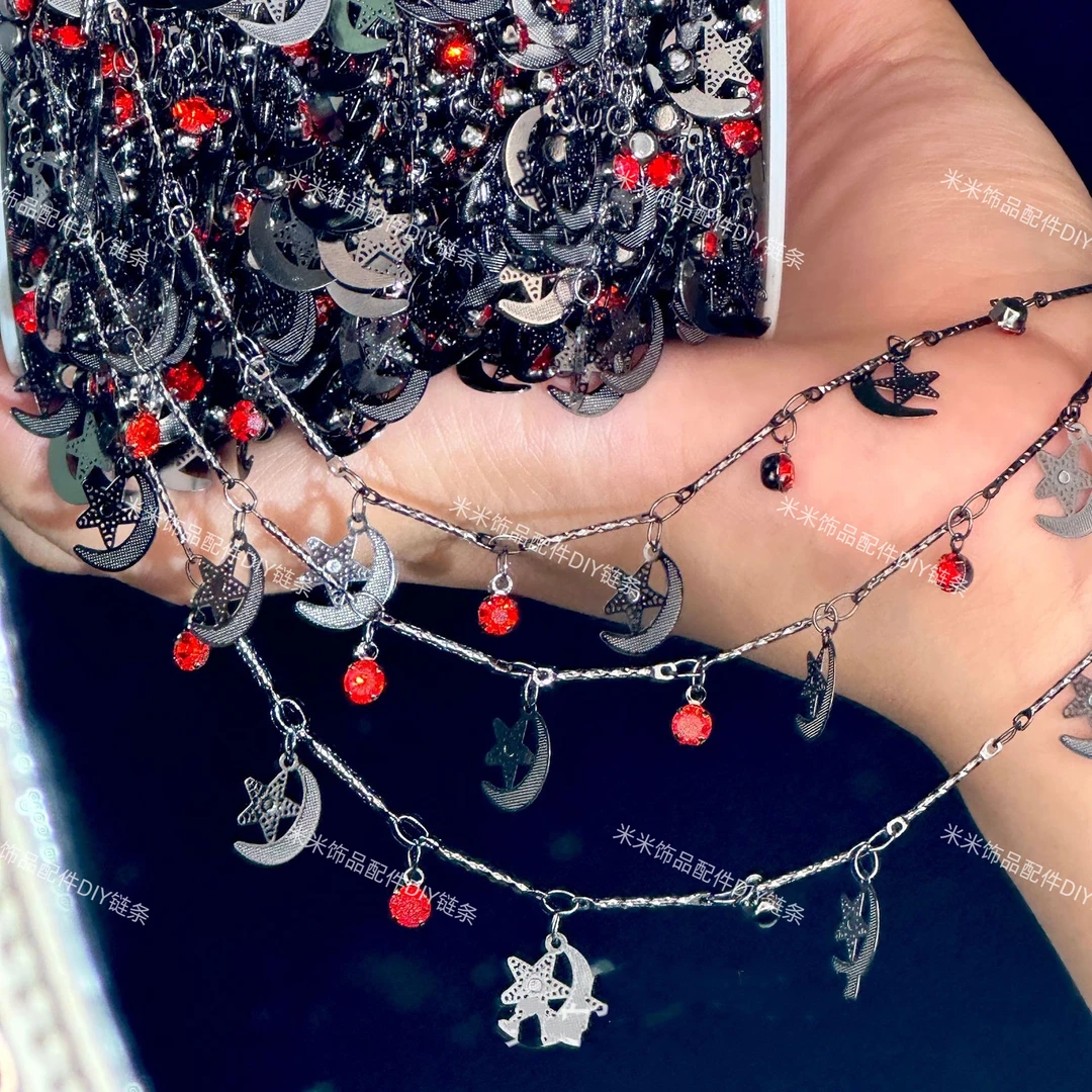 星月链条 高保色 枪黑色红色链条