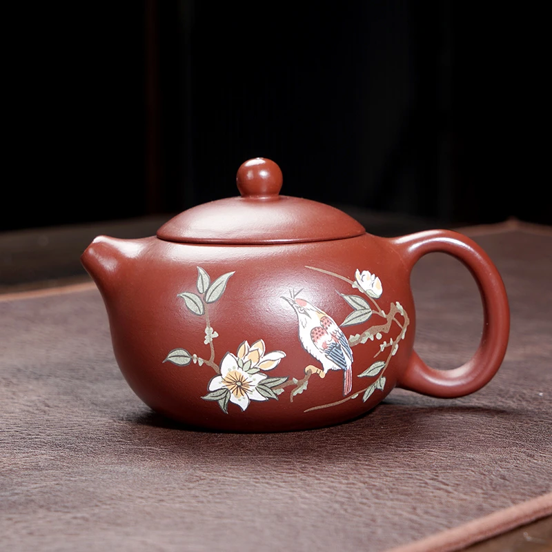 宜兴紫砂壶单壶朱泥西施壶小鸟泡茶壶