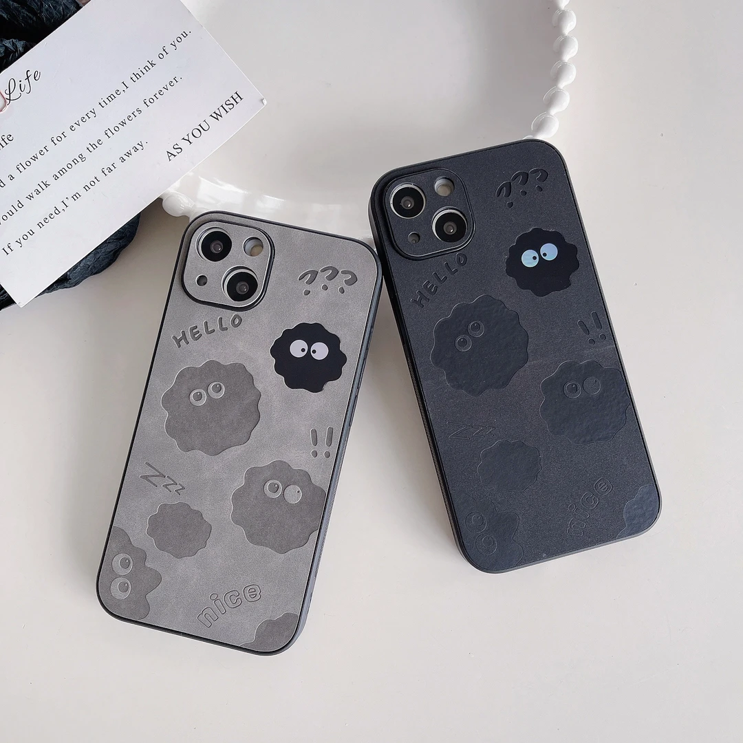 潮牌可爱小煤球苹果15手机壳iphone14promax个性皮纹13/12/11卡通