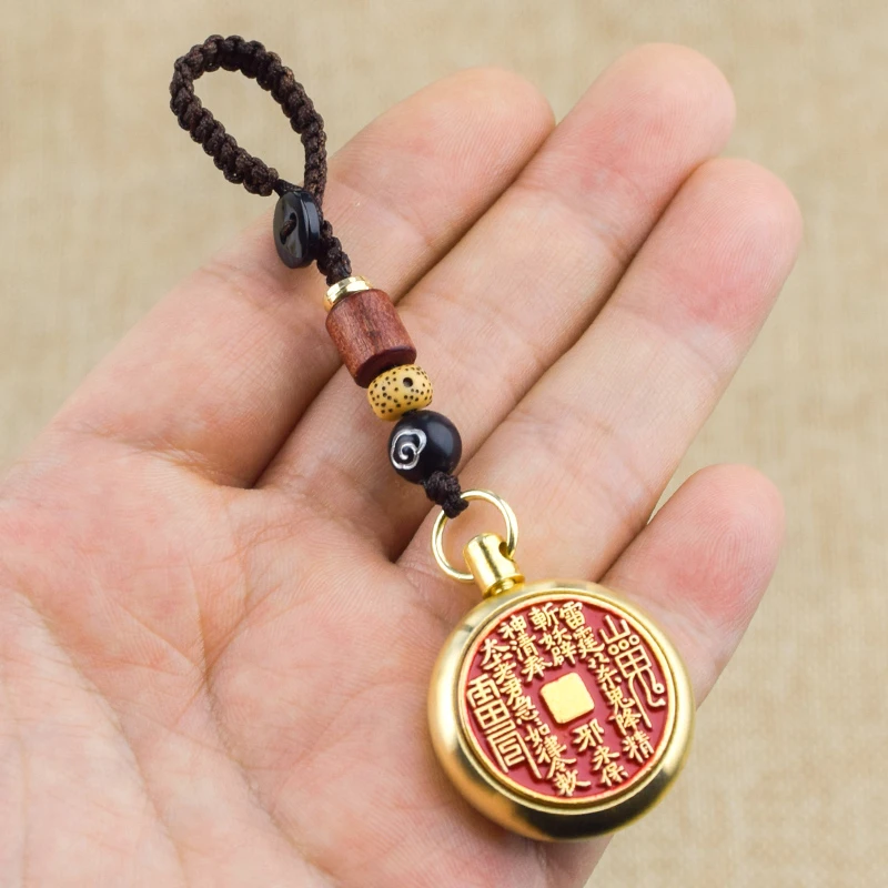 【老师推荐】新款黄铜转转山鬼花钱钥匙扣男女士挂饰山鬼挂件小礼物