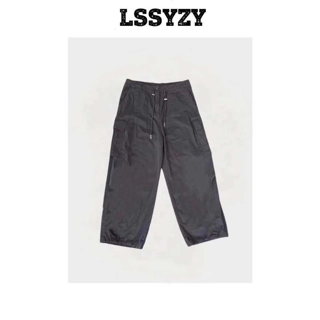 LSSYZY小众设计师款休闲直筒长裤K16#抽绳春夏宽松工装裤