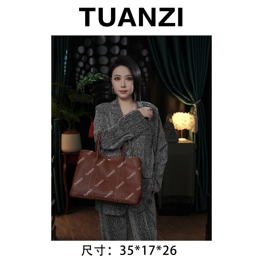 『高端玩家』大马传承福宝马鞍皮超大号花园包 XKY-3917-棕色