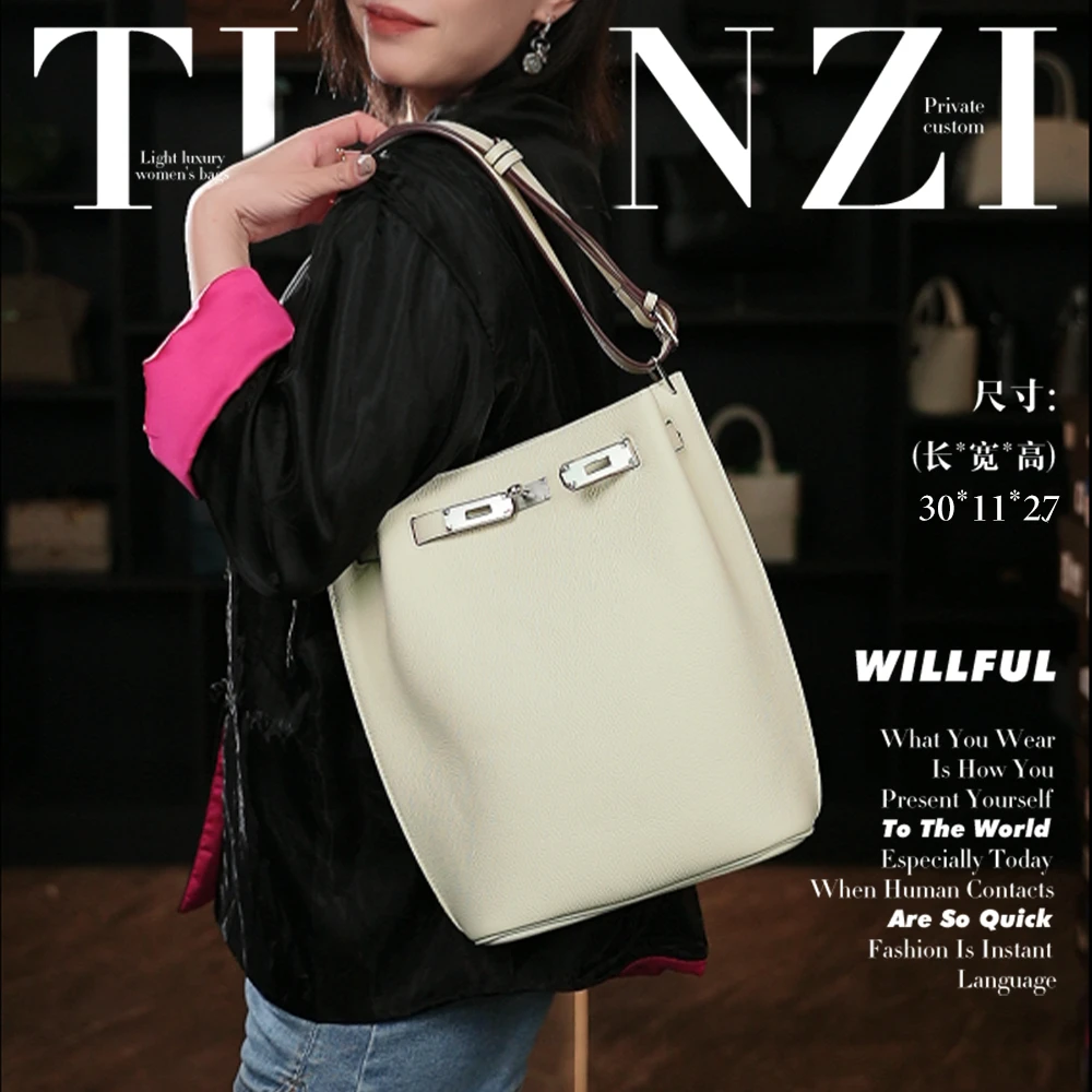 『高端玩家』大马So凯中古限定水桶包头层Togo牛皮 XKY-6840-白色