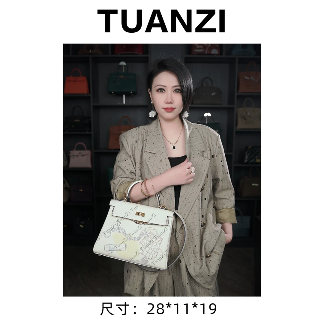 『限·定』大马限定28凯手绘In and out头层牛皮包 XKY-6952-白色