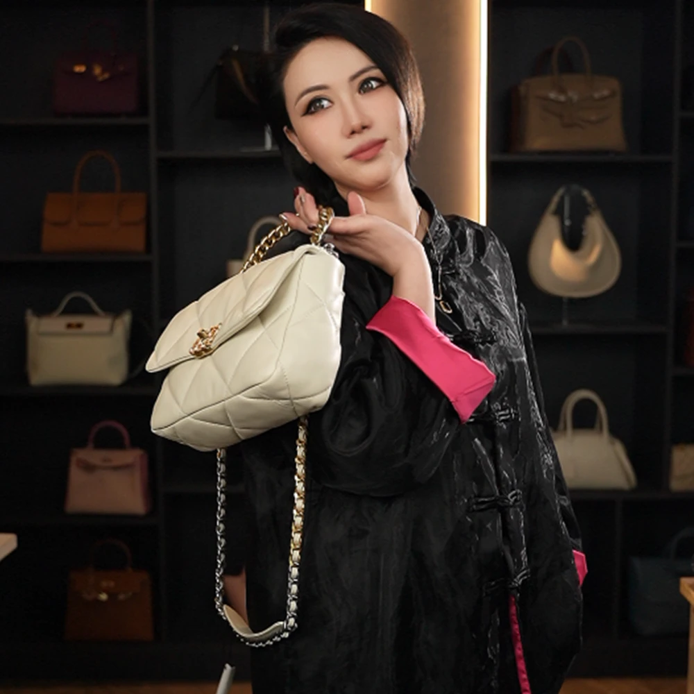 『TUANZI』 19bag羊皮DIY单肩斜跨百搭士腋下女包 XKY-3309-白色