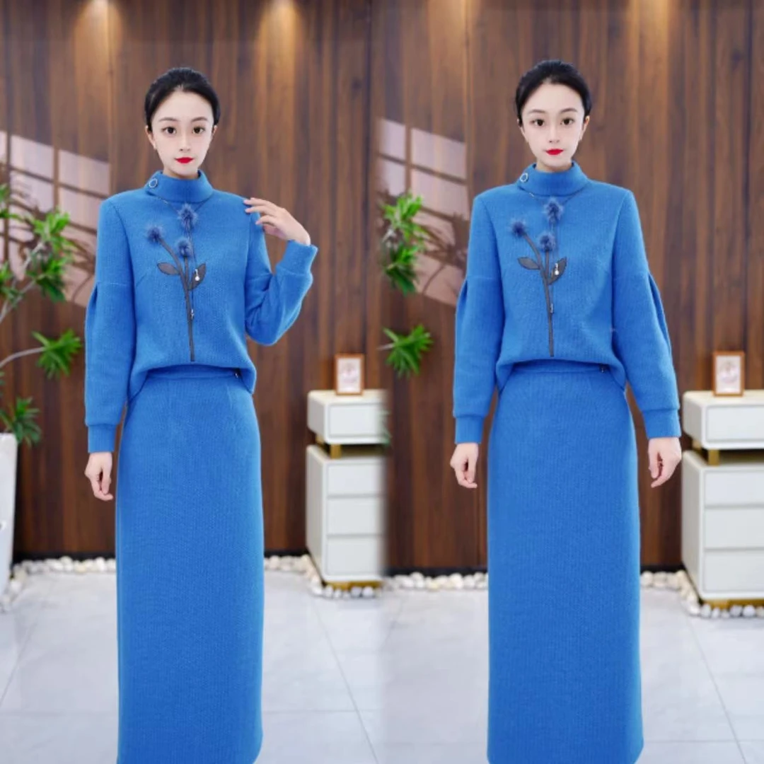 【上衣+半身裙】秋冬新款洋气复古显瘦 设计感多穿套装裙长袖