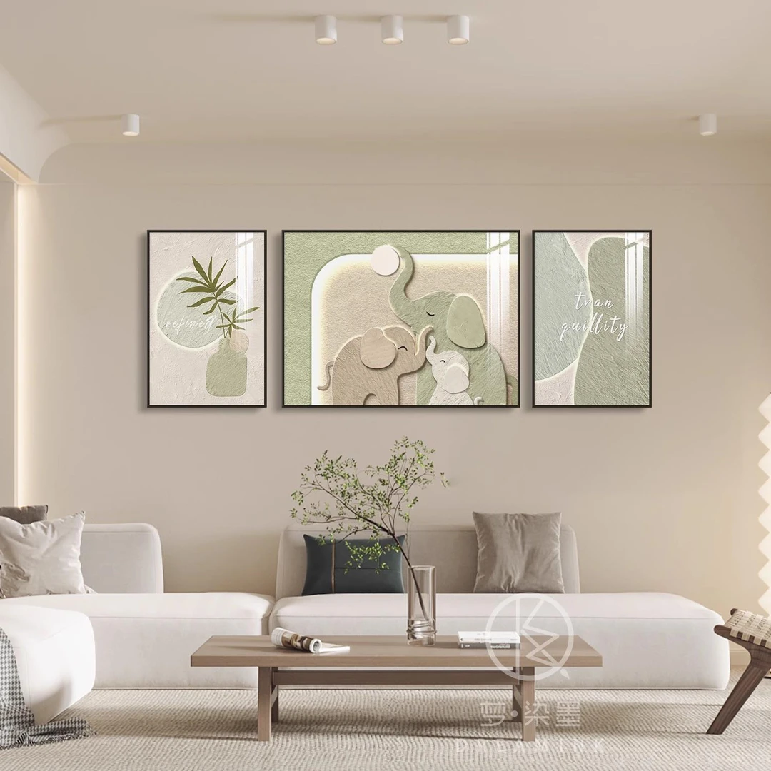 2024年现代简约沙发背景墙挂画幸福吉祥客厅装饰画高级感壁画