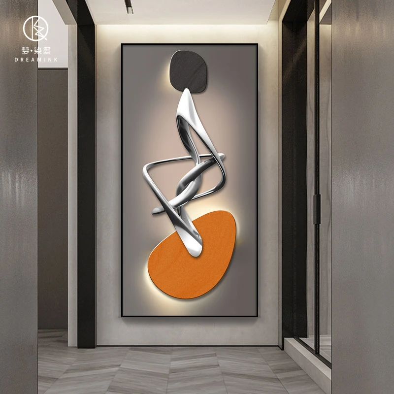 石来运转走廊挂画玄关装饰画过道楼梯进门壁画抽象轻奢现代高档画