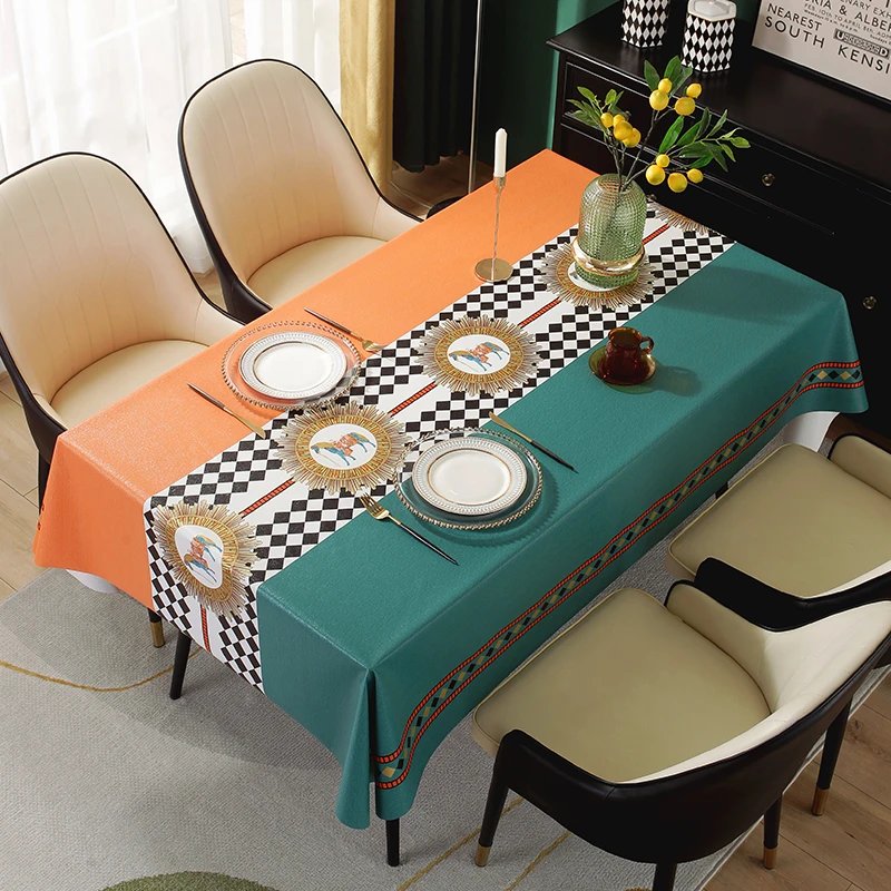 鸿美桌布防水防油防烫免洗北欧风台布茶几布网红长方形轻奢餐桌布