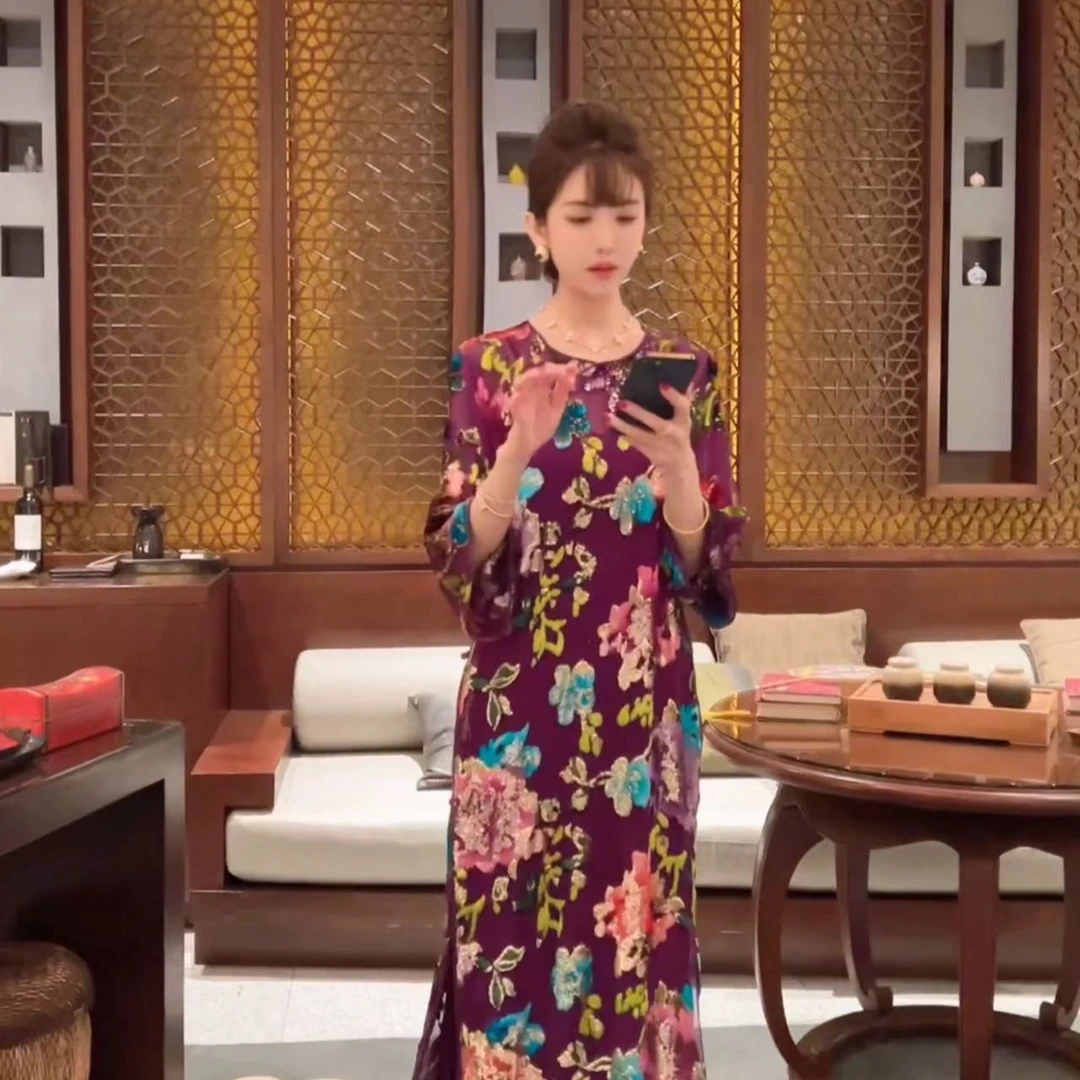 BABY ANNE锦绣风华薄款真丝烧花汉服旗袍小个子/高个子版PD241019