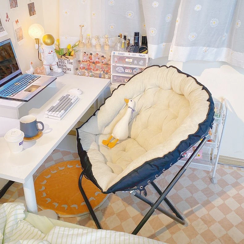 超大号阳台懒人沙发家用卧室单人休闲椅宿舍寝室月亮椅可折叠便携