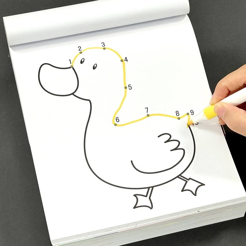 数字连线画图控笔训练幼儿园小中班临摹专注力儿童涂色画画描绘本