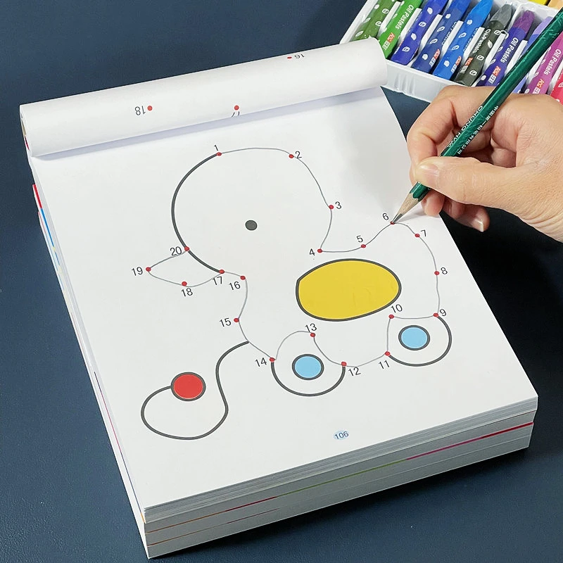 幼儿数字连线画宝宝描点划线儿童绘画启蒙专注力训练幼儿园涂色本