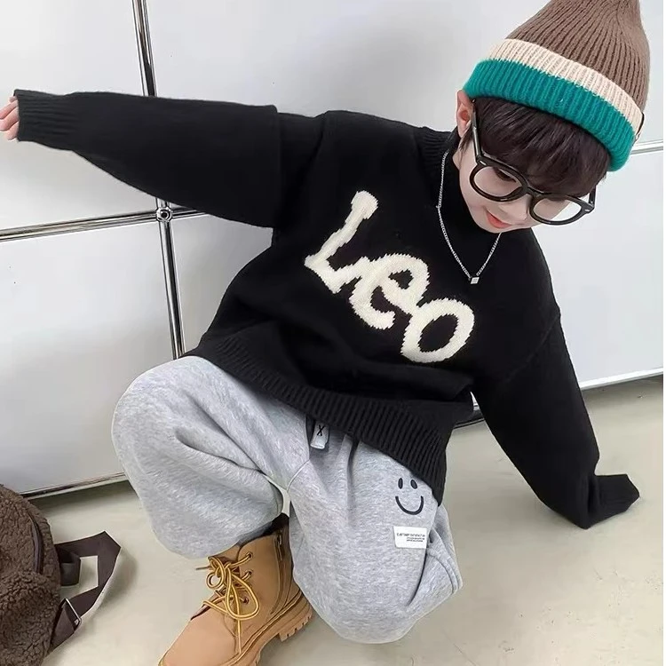 801男童毛衣冬装2023新款韩版儿童春秋款时髦套头上衣男孩秋冬款