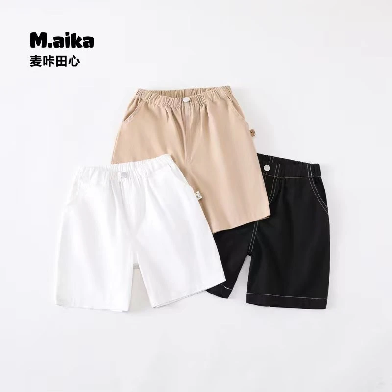 808休闲儿童裤子百搭中裤夏季薄款纯色高弹力韩版宽松宝宝五分裤