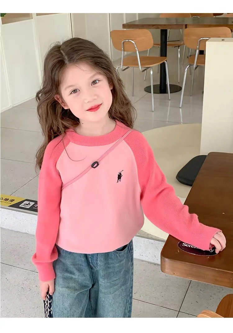 503女童针织衫2024春秋季新款儿童洋气毛衣女宝宝休闲上衣圆领