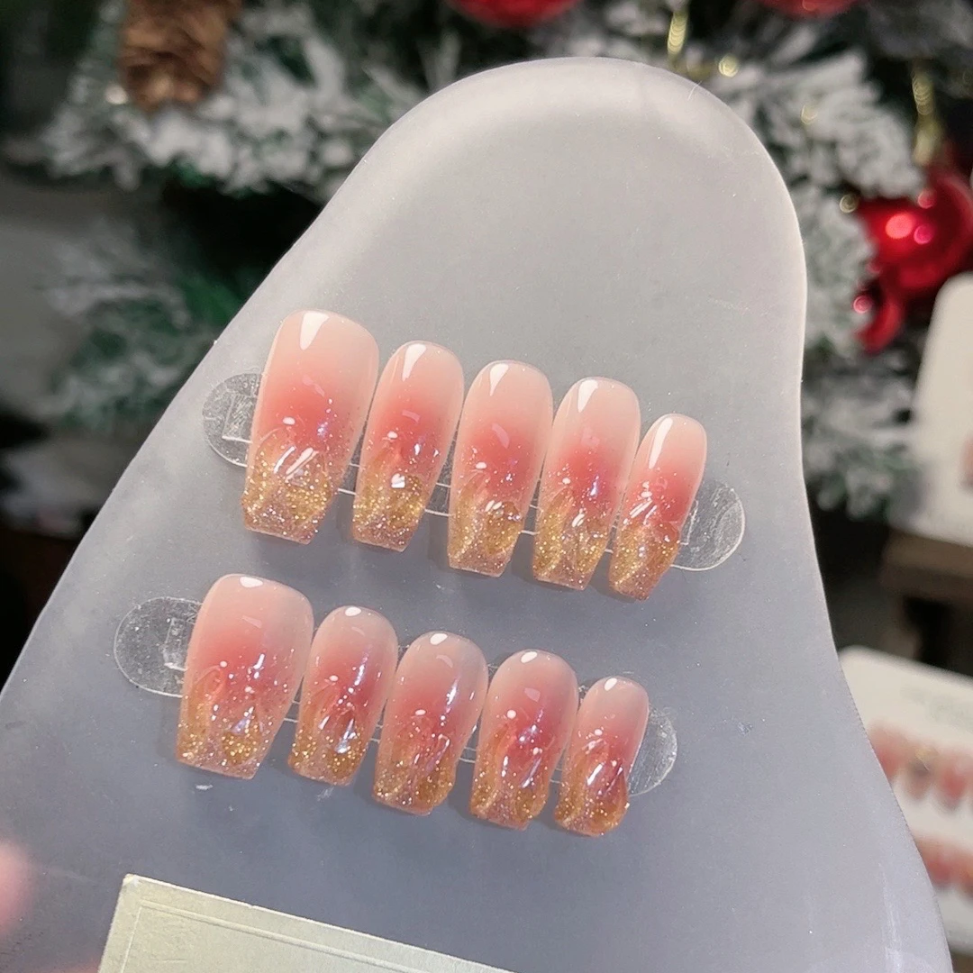 【香槟碎钻】纯手工穿戴美甲假指甲纯欲满钻美甲款