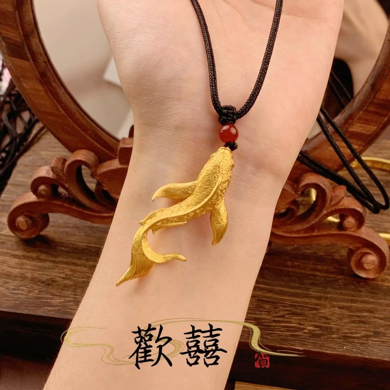 铜合金吊坠 古法传承手工大鱼海市吊坠金色时尚项坠