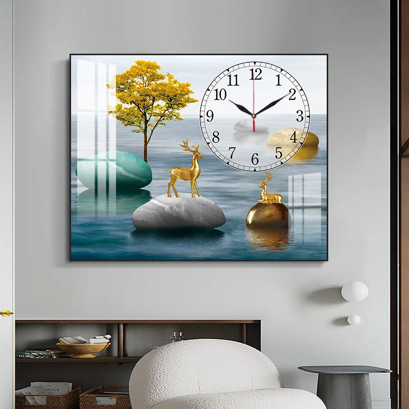 电表箱装饰画带钟表免打孔现代简约遮挡配电箱电闸盒挂画客厅壁画