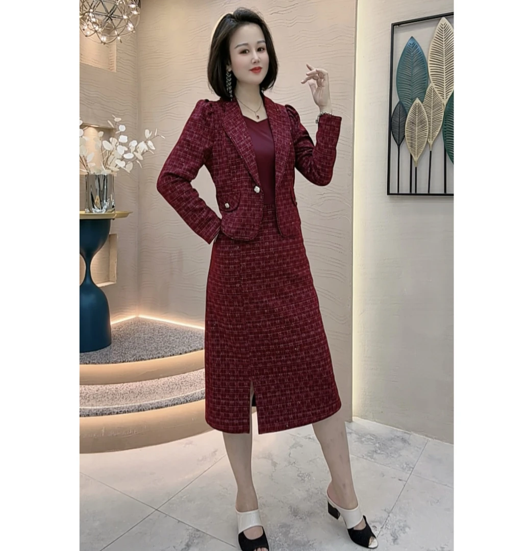 雅俪莎【高端定制】洋气大方时尚气质假两件连衣裙7616