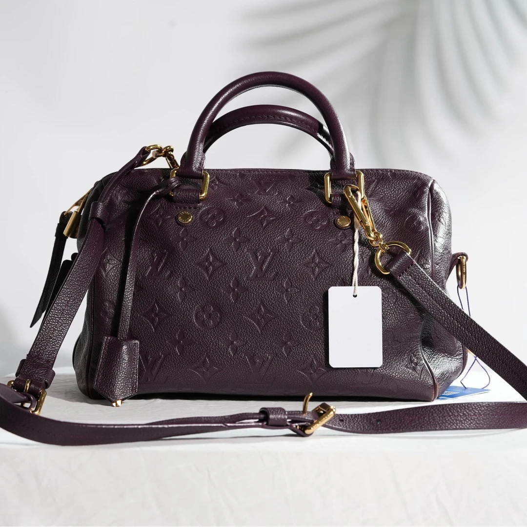 95新 LV speedy25紫色压纹波士顿手提包/优尔精选/67283