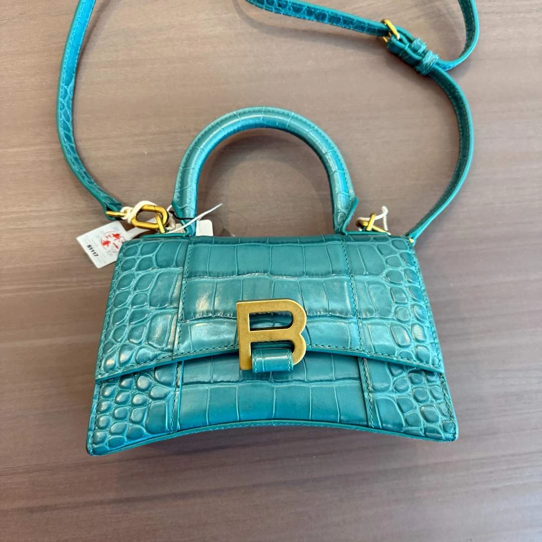 95新 Balenciaga/巴黎世家 沙漏鳄压手提包/云海优选/54503
